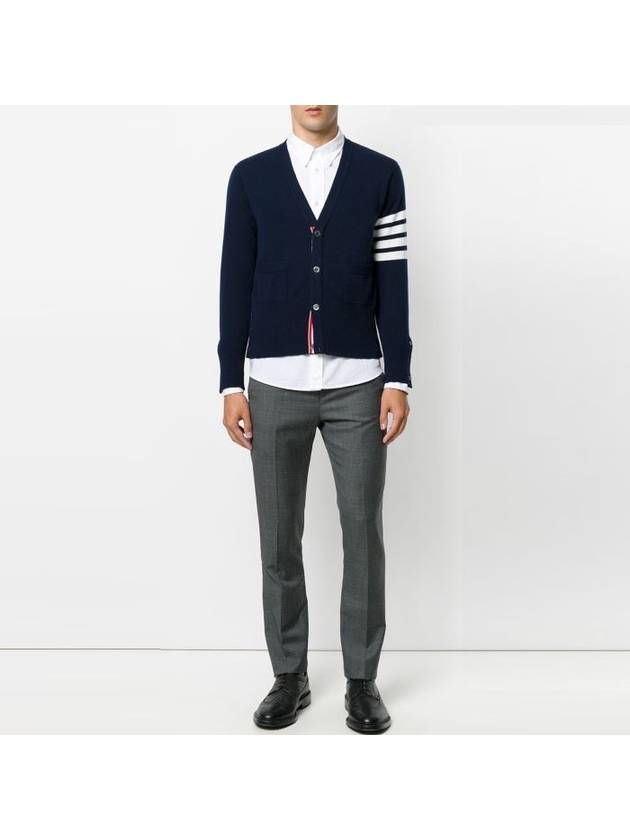 Men's Diagonal Classic Cashmere Cardigan Navy - THOM BROWNE - BALAAN 6