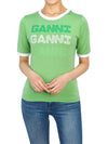 Women's Logo Fitted Short Sleeve T-Shirt Green - GANNI - BALAAN 8