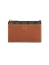 Triomphe Canvas Gold Zipper Card Wallet Tan - CELINE - BALAAN 2