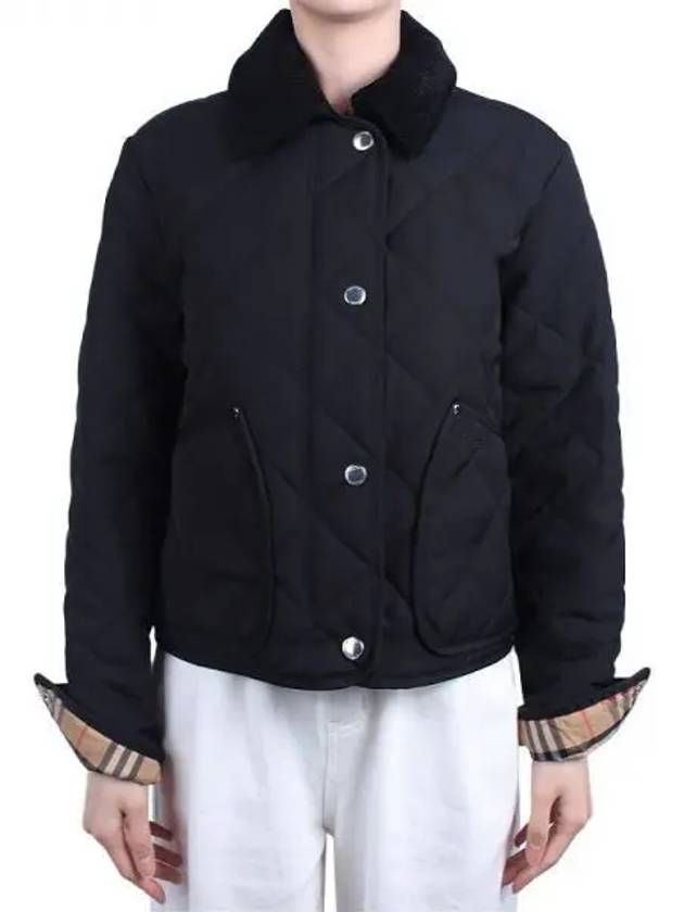 Striped point cropped quilted jacket black - BURBERRY - BALAAN 2