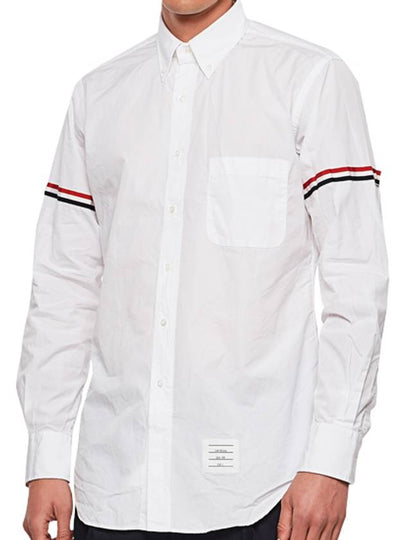 Men's Poplin Grosgrain Armband Classic Long Sleeve Shirt White - THOM BROWNE - BALAAN 2