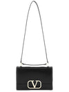 V Logo Plaque Foldover Shoulder Bag Black - VALENTINO - BALAAN 1