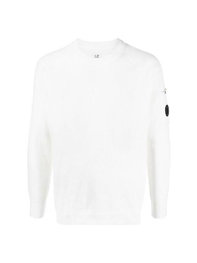 Lens Ribbed Crew Neck Knit Top White - CP COMPANY - BALAAN 1