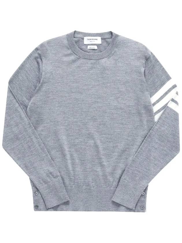 4 Bar Armband Classic Merino Wool Knit Top Light Grey - THOM BROWNE - BALAAN 2