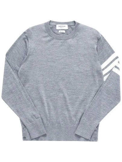 4 Bar Armband Classic Merino Wool Knit Top Light Grey - THOM BROWNE - BALAAN 2