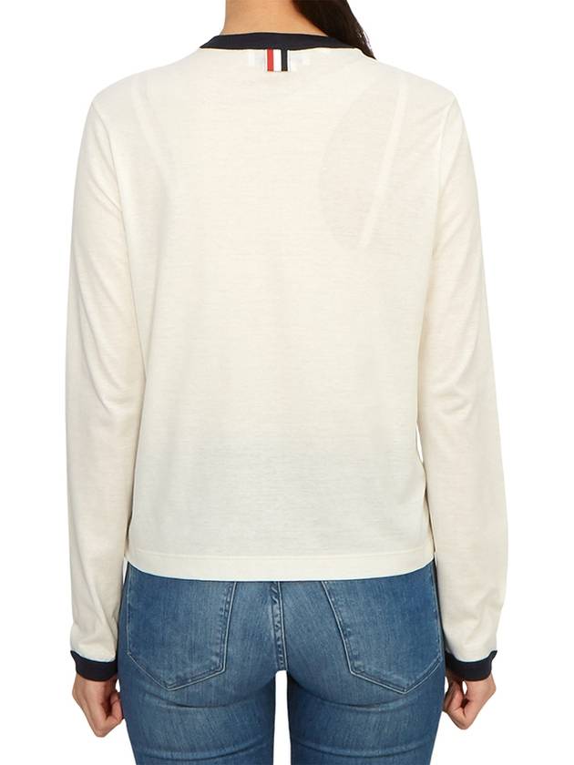 Cotton Crepe Jersey Ringer Long Sleeve T Shirt Natural - THOM BROWNE - BALAAN 4