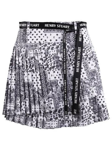 Golf Paisley Double Pleated Wrap Skirt White - HENRY STUART - BALAAN 1