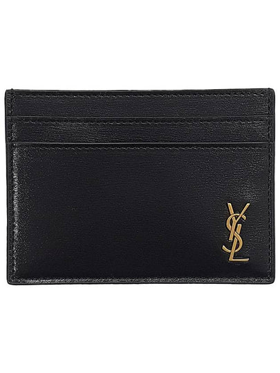 Tiny Monogram Shiny Leather Card Case Black - SAINT LAURENT - BALAAN 2