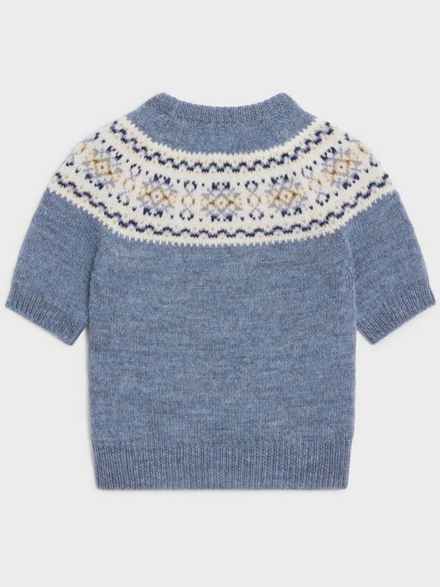 Light Blue Fair Isle Wool Triomphe Sweater 2ADLI875Z 05LB - CELINE - BALAAN 3