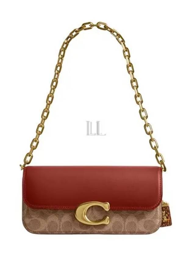 Idol 23 Signature Canvas Snakeskin Detail Shoulder Bag Tan Rust - COACH - BALAAN 2