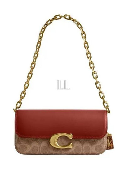 Idol 23 Signature Canvas Snakeskin Detail Shoulder Bag Tan Rust - COACH - BALAAN 2