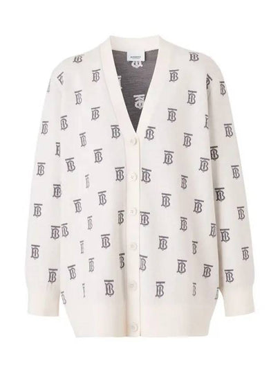 TB Monogram Stretch Wool Blend Cardigan Ivory - BURBERRY - BALAAN 2