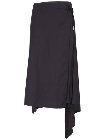 YLVA MIDI WRAP SKIRT WOOL TWILL - ANN DEMEULEMEESTER - BALAAN 1