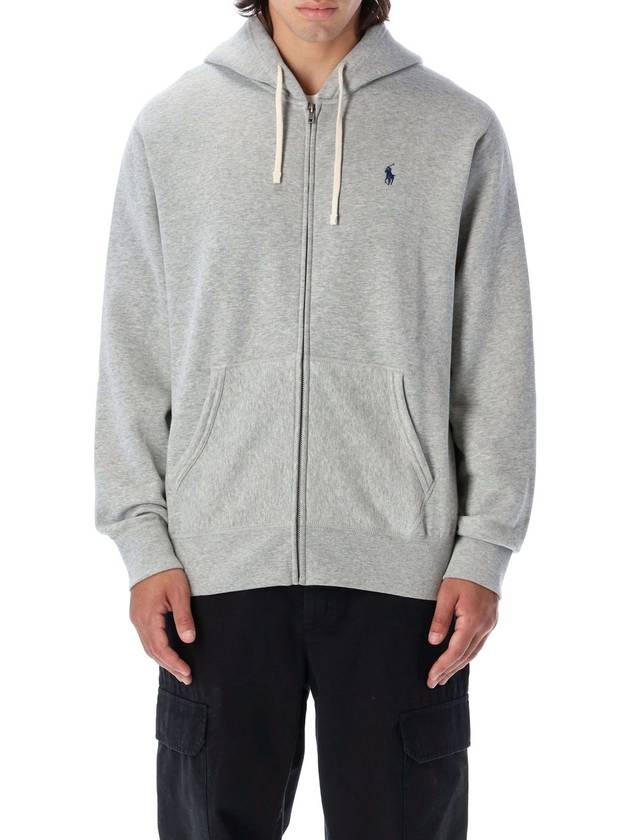 Embroidered Pony Logo Zip Up Hoodie Grey - POLO RALPH LAUREN - BALAAN 2