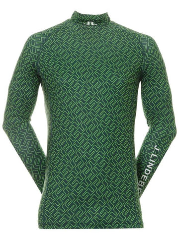 Men's Aello Soft Compression Print Long Sleeve T-Shirt Green - J.LINDEBERG - BALAAN 1