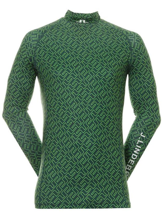 Men's Aello Soft Compression Print Long Sleeve T-Shirt Green - J.LINDEBERG - BALAAN 2