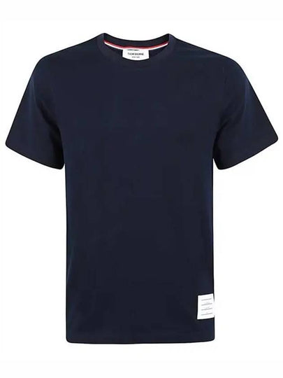 Men's Side Slit Relaxed Short Sleeve T-Shirt Navy - THOM BROWNE - BALAAN 2