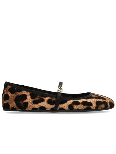 Dolce & Gabbana Velvet Ballerinas With Animal Motif, Women's, Brown - DOLCE&GABBANA - BALAAN 1