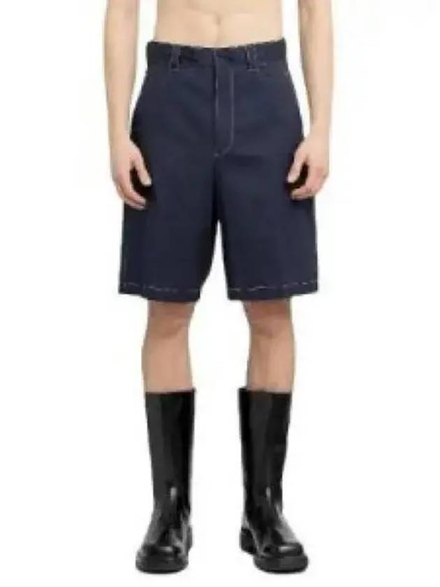 Stretch Poplin Bermudas Shorts Navy - PRADA - BALAAN 2