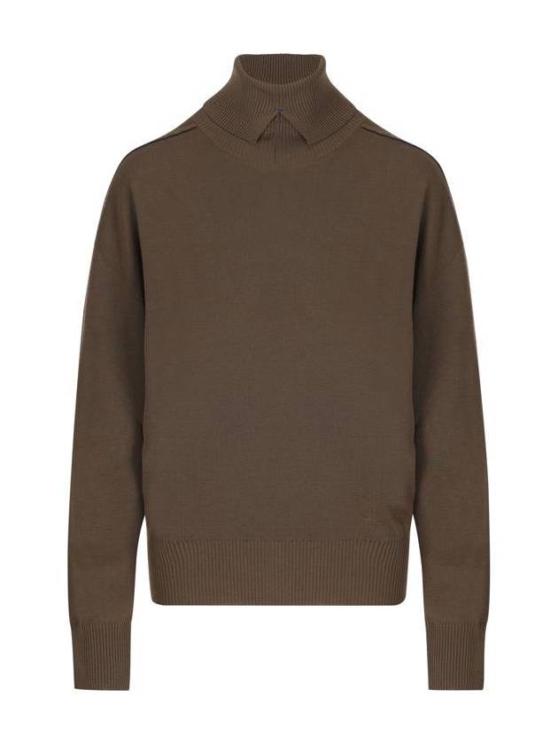 Roll Neck Wool Knit Top Military - BURBERRY - BALAAN 2