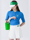 Collar neck ribbed 5-part spandex knit BLUE - MONBIRDIE GOLF - BALAAN 9