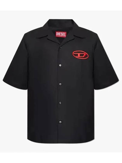 Mac C Embroidered Logo Short Sleeve Shirt Black - DIESEL - BALAAN 2