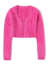 La Maille Neve Manches Longues Fluffy Charm Logo Cardigan Pink - JACQUEMUS - BALAAN 3