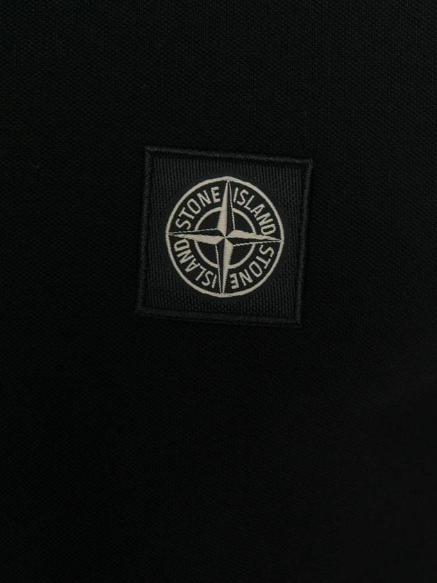 Logo Patch Short Sleeve Polo Shirt Black - STONE ISLAND - BALAAN 5