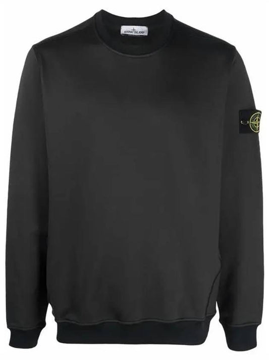 Men's Wappen Patch Round Cotton Nylon Fleece Sweatshirt Black - STONE ISLAND - BALAAN 2