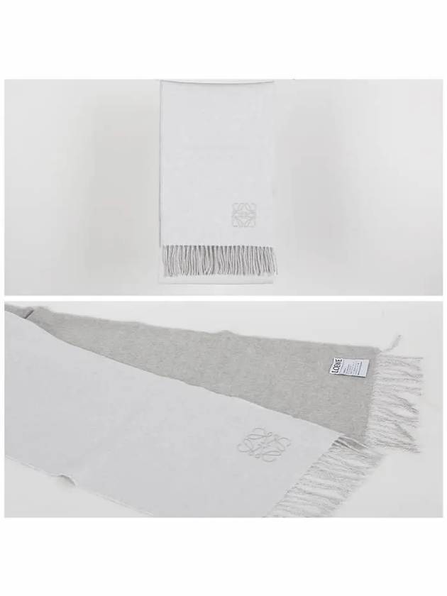 Bicolor Wool Cashmere Muffler White Light Grey - LOEWE - BALAAN 3