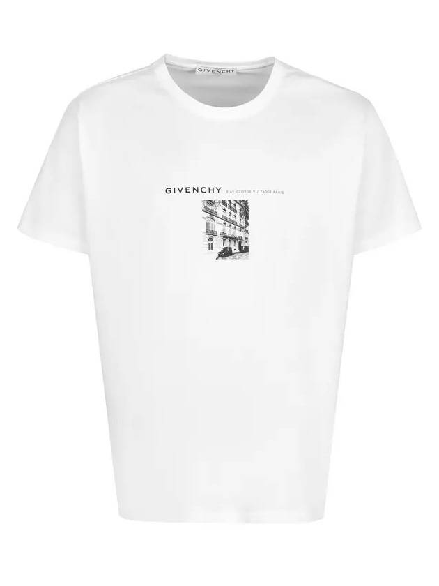 Graphic Print Round Short Sleeve T-Shirt White - GIVENCHY - BALAAN 1