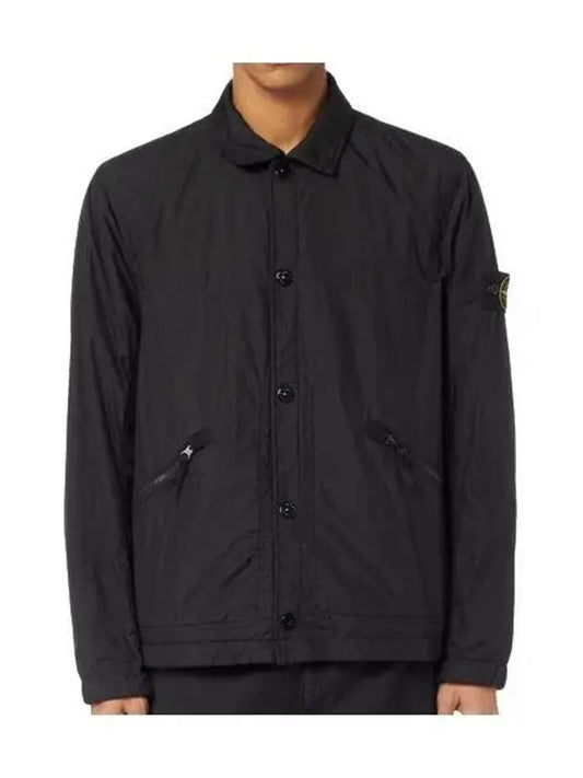 Men's Garment Dyed Crinkle Reps Nylon Shirt Jacket Black - STONE ISLAND - BALAAN 2