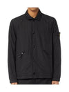 Men's Garment Dyed Crinkle Reps Nylon Shirt Jacket Black - STONE ISLAND - BALAAN 2