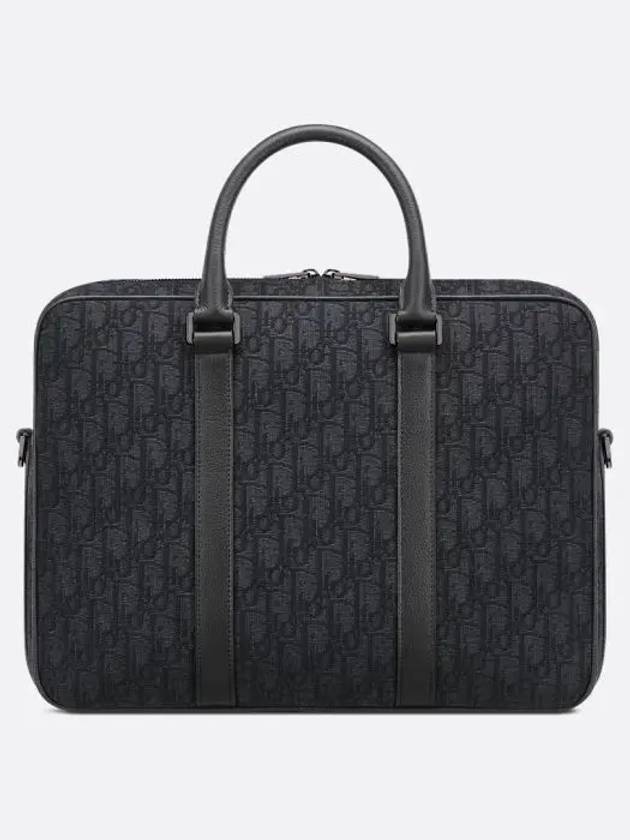 Men s Zipper Briefcase Oblique Jacquard Black 1ESBR180YKY H03E - DIOR - BALAAN 4