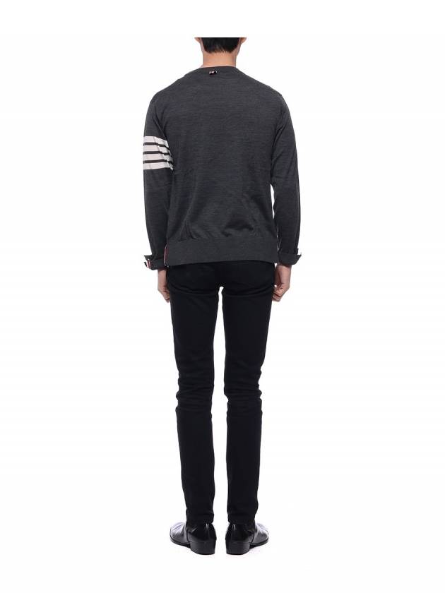 4 Bar Armband Classic Merino Wool Knit Top Dark Grey - THOM BROWNE - BALAAN 6