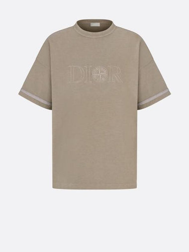 Oversized Fit Cotton Jersey Short Sleeve T-Shirt Brown - DIOR - BALAAN 1