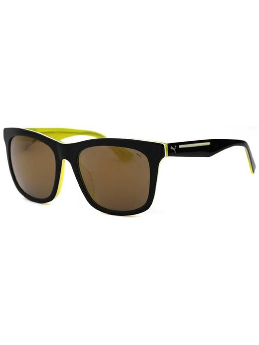 PU0088SK 001 Square Horn Rim Over Asian Fit Mirror Sunglasses - PUMA - BALAAN 1