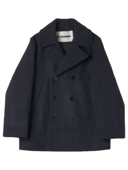 Double breasted wool coat navy - JIL SANDER - BALAAN 1