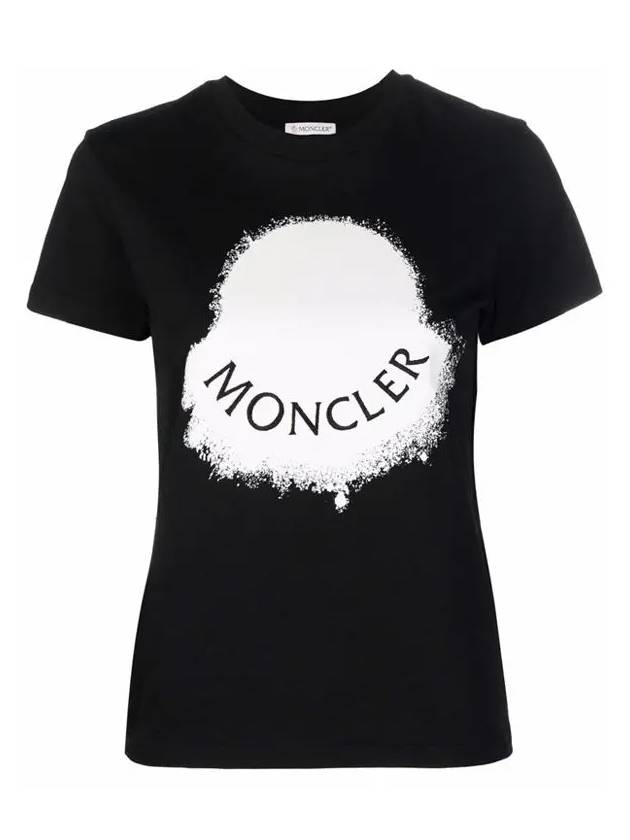 Women's Logo Print Short Sleeve T-Shirt Black - MONCLER - BALAAN 2