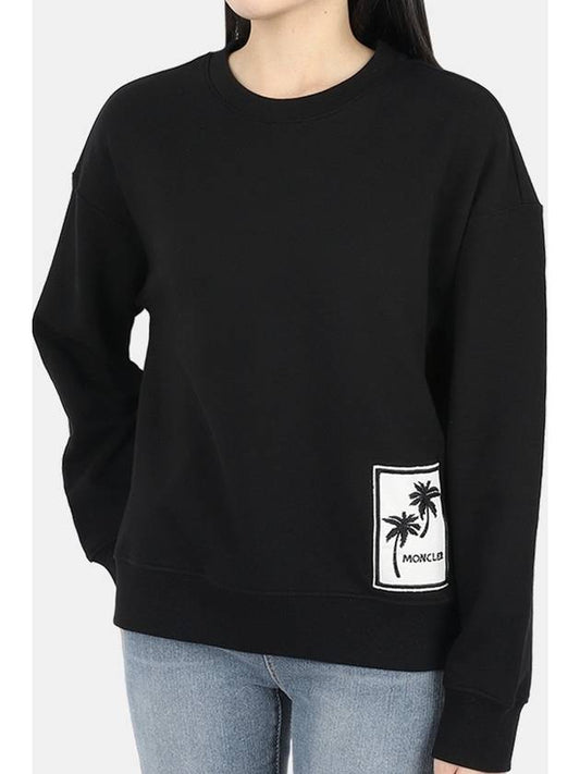 Moncler Women s Palm Tree Beads Logo Patch Sweatshirt Black 8G00037 899M1 999 - MONCLER - BALAAN 2