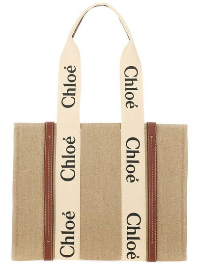 Woody Canvas Medium Tote Bag Brown - CHLOE - BALAAN 2