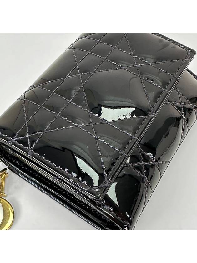 Black Patent Gold Cannage Bicycle Wallet 3VDIW25940 - DIOR - BALAAN 3