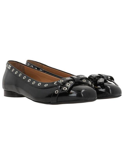 Eyelet Detail Bow Ballerina Black - GANNI - BALAAN 2