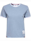 Women's Melange Jersey Ringer Short Sleeve T-Shirt Light Blue - THOM BROWNE - BALAAN 1