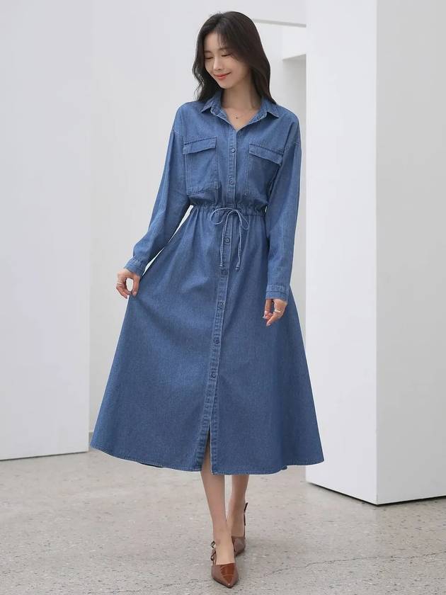 Marodi denim string long dress - MONO AT.D - BALAAN 1