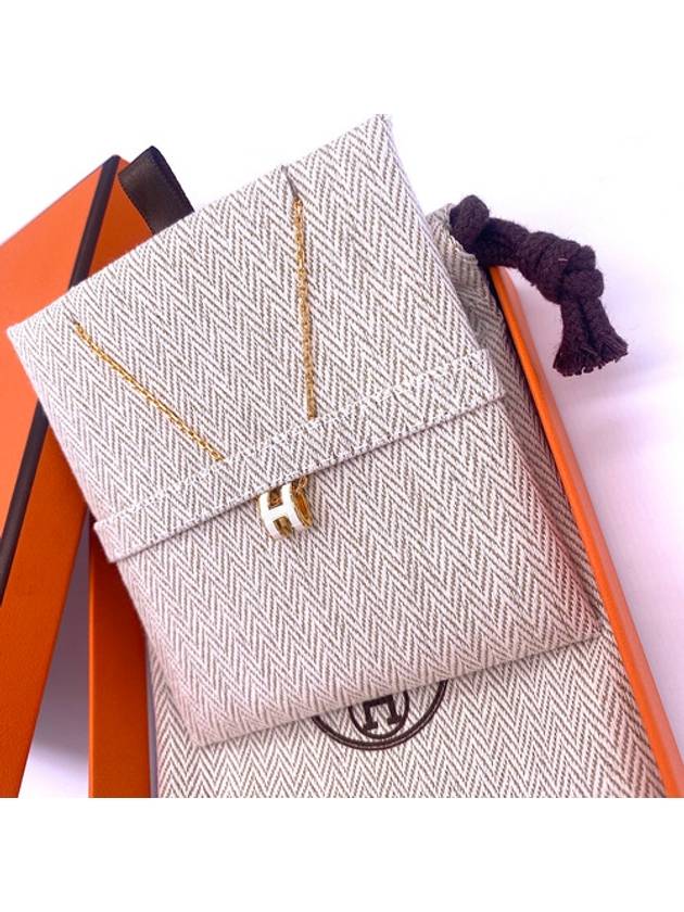 Mini Pop H Pendant Necklace Gold Blanc White - HERMES - BALAAN 5