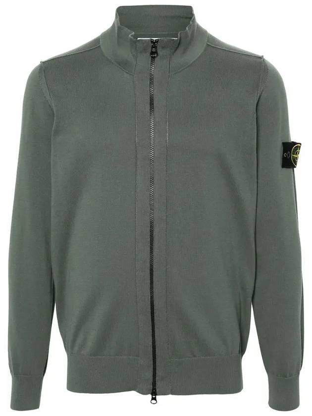 Wappen Patch Cotton Zip-Up Cardigan Dark Green - STONE ISLAND - BALAAN 3