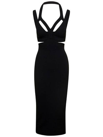 'Interlink' Midi Black Dress With Cut-Out Detail In Viscose Blend Woman - DION LEE - BALAAN 1