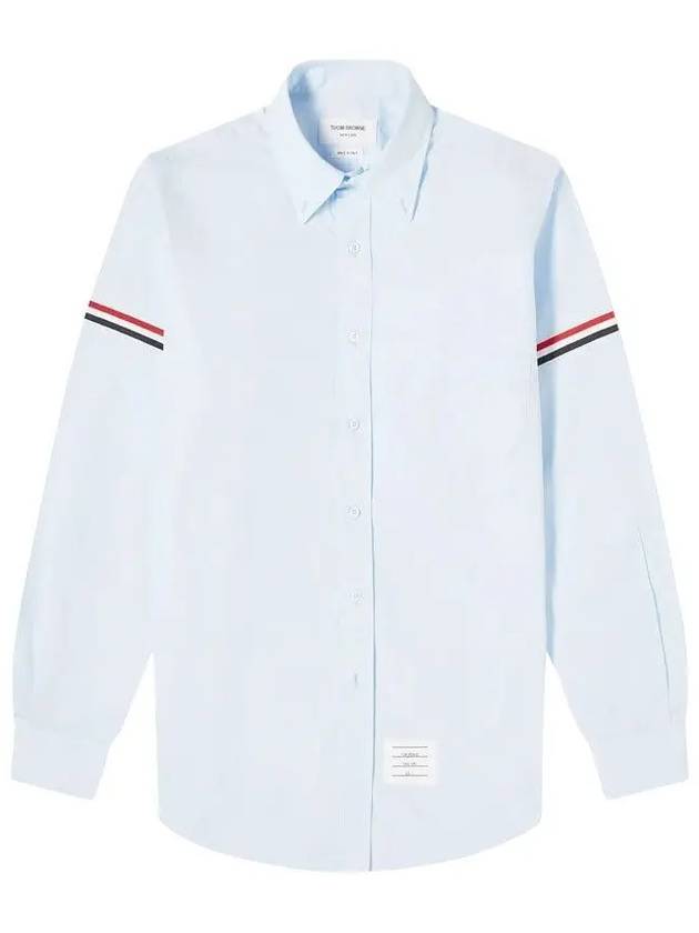 Men's Poplin Grosgrain Armband Classic Long Sleeve Shirt Blue - THOM BROWNE - BALAAN.