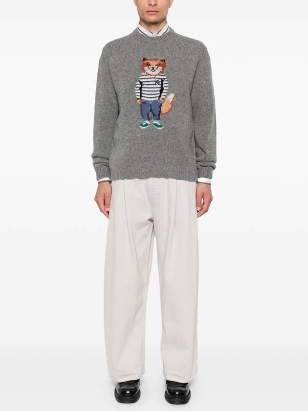 Dressed Fox Intarsia Knit Top Grey - MAISON KITSUNE - BALAAN 5